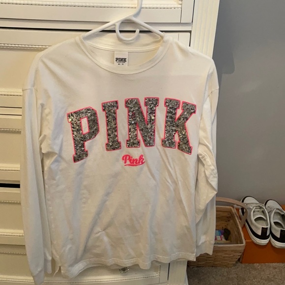 PINK Victoria's Secret Tops - victoria’s secret PINK sparkly t long sleeve shirt